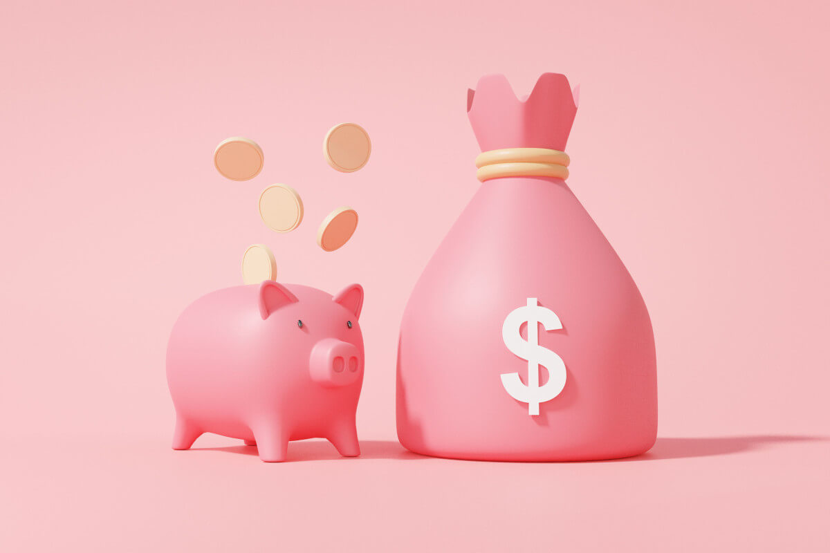 ピンクの豚とコイン